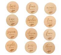 SUPVOX 12 Piezas Tarjetas de Madera para Bebés Discos de Crecimiento Doble Cara Accesorios para Fotografías de Recién Nacidos para Momentos Especiales del Primer Año