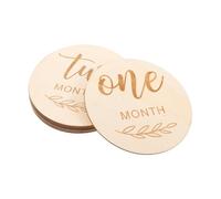 SUPVOX 12 piezas Tarjetas Mensuales de Madera para Bebés Señales de Dobles Caras Accesorios Fotográficos Seguros para Recién Nacidos Recuerdo Único para Registrar Crecimiento Mensual