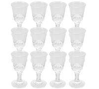 SUPVOX 12 Vasos de Vidrio Transparente Base Gruesa y Pie Alto, Mini Vasos Vintage de 10 Ml para Whisky, Tequila y Cócteles, Set de 12 Unidades Adecuado para Fiestas y Catas