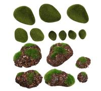 SUPVOX 14 Piezas Piedras Decorativas Simuladas con Verde Adornos para Jardín DIY Piedras de Paisajismo para Manualidades y Decoración de Paredes Naturales