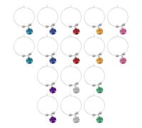 SUPVOX 16 Piezas de Anillos para Marcar Copas de Vino Reutilizables, Identificadores de Vasos Diseño de Diamante, Etiquetas Portátiles para Fiestas y Cenas Formales en Color Rojo