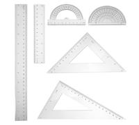 SUPVOX 2 Juegos de Herramientas Matemáticas Transparentes para Dibujo Escolar, Kit Geometría 6 Piezas Regla Recta, Regla Triangular Profesional y Transportador de Ángulos 15° y 30°