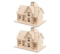 SUPVOX 2 Juegos de maquetas de Casas de Madera para armar, Rompecabezas 3D de Madera sin Colorear, cabaña de Troncos, Diorama, casa, maqueta de construcción sin terminar, Proyecto de Manualidades.