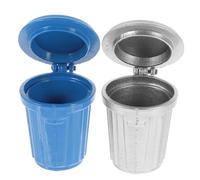 SUPVOX 2 Mini Botes De Basura En Miniatura para Casa De Muñecas Pequeños Y Modernos Kits De Bricolaje Decoraciones para Bebés Adornos Azules Mini Juguetes Bote De Basura Decorativo