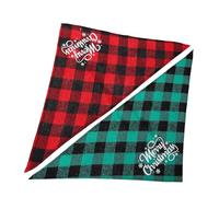 SUPVOX 2 Pañuelos Navideños para Perros Baberos Triangulares de Algodón a Cuadros Rojos y Verdes Bufandas Ligeras y Transpirables para Mascotas Accesorios Festivos para Uso Diario y