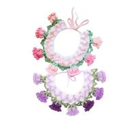 SUPVOX 2 Piezas Collar para Perros y Gatos Ajustable de Punto Mano con y Campana Babero Accesorios de Moda para de Cumpleaños y Navidad