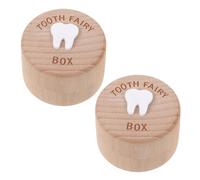 SUPVOX 2 Piezas De Contenedor Para La Recolección De Primeros Dientes Contenedor De Recuerdo De Dientes Almacenamiento De De Leche De De Madera Soporte De