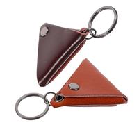 SUPVOX 2 Piezas Estuche de Púas de Guitarra de Cuero con Llavero Bolsa Portátil para Almacenaje de Plectros para Guitarra Ukelele Marrón y Naranja Resistente y Práctico para Exterior