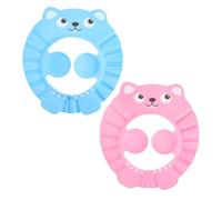 SUPVOX 2 piezas Gorros para Baño Visera Ajustable Protección para Champú y Ojos Diseño de Dibujos Animados Rosa y Azul para Circunferencia de Cabeza