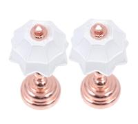 SUPVOX 2 Piezas Lámpara de Escritorio Miniatura para Casa de Muñecas Luz de Paisaje Micro Rosa Dorado con Pantalla Blanca Decoración para DIY y Accesorios de Juguetes