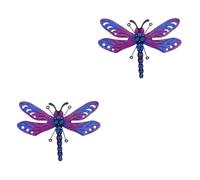 SUPVOX 2 Piezas Libélula Hierro Estatua Libélula Metal Decoración Mural Arte Del Jardín Al Aire Libre Adornos Pared Libélula 3d Abeja Planchar Decoraciones Púrpura