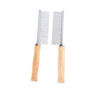 SUPVOX 2 piezas Peine para Perros con Mango de Madera y Púas Inoxidable Herramienta de Aseo para Mascotas para Limpieza y Deslanado Eficaz