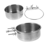 SUPVOX 2 Piezas Tazón para Perros y Gatos Inoxidable Kit Colgante Doble Antipérdida Capacidad Grande Fácil de Limpiar de Unidades para Alimentación