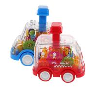 SUPVOX 2 Piezas Transparent Gear Push Car Toy For Friction Powered Plastic Model Vehicle with Gears Interactive Push Car For Montessori Learning