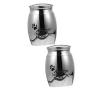 SUPVOX 2 Piezas urna Stainless Steel Laptop portàtils decoración rústica del hogar decoración de Halloween Animal cenicero para Mascotas ataúd conmemorativo se Puede Abrir Gato metálico