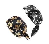 SUPVOX 2 Turbantes de Calavera para Halloween Estilo Pirata 2 Piezas Dorado y Plateado Pañuelo Transpirable y Ligero para Fiestas Disfraces y Uso Verano