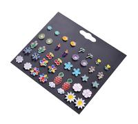 SUPVOX 20 Pares Pendientes de Botón para Mujer Set de Pendientes de Flores y Frutas Vintage Diseños Pequeños de Margarita y Cereza Joyería Ligera Resistente Corrosión para Uso Diario