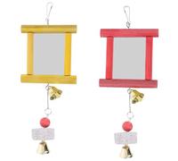SUPVOX 2piezas Espejo Colgante para Aves Juguete para Periquitos y Accesorio De Jaula Rojo y