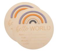 SUPVOX 2piezas Tarjetas del Mes del Arcoíris Letreros de Madera Redondos para Anunciar Nacimiento Recién Nacido Sala de Parto Color Aleatorio