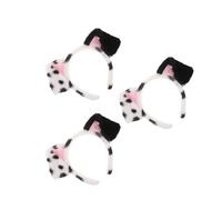 SUPVOX 3 Diademas Orejas de Perro Dálmata de Peluche Negro y Crema, Diadema de Fiesta para Adultos, Accesorios Suaves y Elásticos para Cosplay y Decoración de Cumpleaños