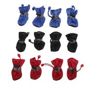 SUPVOX 3 Juegos Conjunto de Botas Impermeables para Perros Antideslizantes y Acolchadas Talla Colores Rojo Negro y Azul Protección para Patas Días Lluviosos