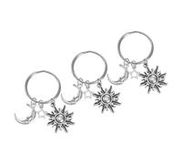 SUPVOX 3 Llaveros de Sol, Luna y Estrella Plateados, Colgantes Decorativos para Bolso y Llavero, Accesorio Elegante Resistente para Uso Diario, Obsequio Original para Mujer