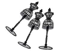 SUPVOX 3 Piezas Colgador de muñecas Modelo Mini Ropa maniquí Pararse Soporte para muñecas Estante para muñecas Estante de exhibición de Vestido de muñeca el plastico Negro