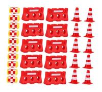 SUPVOX 30 Piezas Mini Conos de Tráfico Educativos Señales y Barreras de Carretera de Plástico para Aprendizaje Infantil Juguetes de Simulación Vial para Conos Rojos Vallas y Barriles