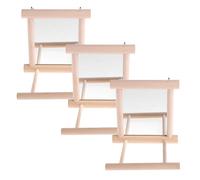 SUPVOX 3piezas Espejo para Jaula De Loro De Madera con Soporte para Percha Juguete Interactivo para Loros Periquitos y Cacatúas Plataforma De Juguete para Pájaros