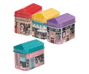 SUPVOX 4 Cajas Pequeñas de Hojalata Tapa Diseño Casa, Contenedores para Almacenar Dulces y Té de Flores, Mini Cajas Decorativas Multiusos para Regalos y Manualidades, Varios estilos