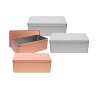 SUPVOX 4 Cajas Rectangulares de Hojalata Tapa, Almacenamiento para Alimentos Secos, Pequeñas Cajas Metálicas en Colores Dorado y Plateado, Ideales para Cocina, Oficina y Fiestas