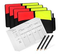 SUPVOX 4 Juegos Tarjetas Árbitro PVC Rojo y Amarillo con Soporte Libreta de Puntuación y Lápiz Juego para Fútbol Voleibol y Árbitros Deportivos