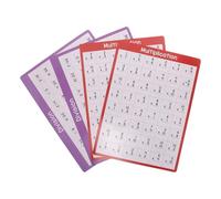 SUPVOX 4 láminas de tablas de multiplicar y dividir | Material didáctico matemático para pizarra blanca de 28 x 20 cm (11 x 8 pulgadas) - Tabla de doble cara para aula, profesores y educación en