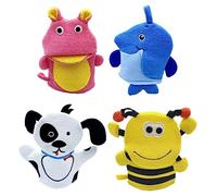 SUPVOX 4 Piezas Animales Hipopótamo Perro Pingüino Herramientas de Infantiles Exfoliantes y Masajeantes una Limpieza Eficaz