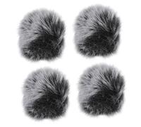 SUPVOX 4 piezas Cubre Micrófono de Piel Furry Parabrisas Antiviento para Grabación Exteriores Protección para Estudio y Color Gris Negro
