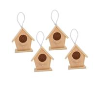 SUPVOX 4 Piezas Kit Casitas Pájaros Madera sin Terminar Mini Nidos Colgantes para Decoración Exterior Jardín Compacto Portátil Colgar Balcón