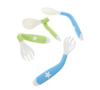 SUPVOX 4 Piezas Kit Cubiertos Infantiles con Cuchara y Tenedor Flexibles para Entrenamiento de Bebés Diseño Ergonómico y Seguro para Desarrollo Motor Apto para Primeros Alimentos