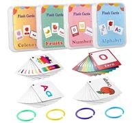 SUPVOX 4 Piezas Tarjetas Flash Educativas Aprendizaje Inglés Animales Colores y Juguete de Estimulación Temprana Desarrollo de Memoria Palabras