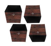 SUPVOX 4 Piezas Tela Cubos de Madera Plegables Almacenamiento de Textura 30 | No Tejido Reforzado, Forma Apilable Asas, para Estantes y Armarios de Entrada