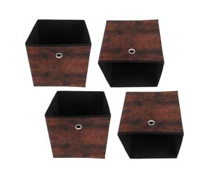 SUPVOX 4 Piezas Tela Cubos de Madera Plegables Almacenamiento de Textura 30 | No Tejido Reforzado, Forma Apilable Asas, para Estantes y Armarios de Entrada