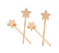 SUPVOX 4 Piezas Varitas de Madera DIY para Varitas de sin Pintar con Topper de Estrella Manualidades Creativas para Fiestas y Actividades Familiares