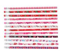 SUPVOX 48 Lápices de Madera Multifunción Diseño de Corazón, 12 Colores Surtidos, Borrador en Punta, Set Escolar para Dibujo, Caligrafía y Ejercicios, Adecuado para Estudiantes