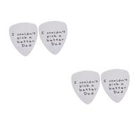 SUPVOX 4piezas Púa De Guitarra De Acero Inoxidable Diseño De Letras Para Del Día Del Padre Accesorios Musicales Plectro Duradero y Ligero Plata
