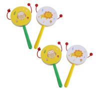 SUPVOX 4piezas Sonajeros de Madera Diseño de Animales de Dibujos Animados Instrumento de Percusión Tradicional de Mano para Bebés Instrumentos Educativos para Educación Temprana y Diversi