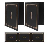 SUPVOX 5 Fundas Portadocumentos A4 para Certificados Estampado Dorado, Cubierta Protectora de Papel Negra para Diplomas y Premios, Diseño Práctico para Oficina y Obsequio de Graduación