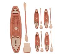SUPVOX 5 Juegos Mini Kayak Model Plastic Canoe Toy with Paddles and Life Vest For Outdoor Water Play Dollhouse Decoration