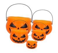 SUPVOX 5 Piezas cubo de calabaza decoraciones de calabaza interior cubo de halloween decorado Poseedor cubo de dulces creativo tarro de dulces de fiesta Favor de fiesta AbS Naranja