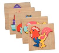 SUPVOX 5 Piezas Puzzle Educativo de Madera para Juguetes Didácticos de Aprendizaje con de Animales y Transporte para Bebés y Preescolares Material Resistente y Portátil