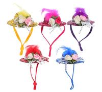 SUPVOX 5 Sombreros Pequeños para Pollo con Correa Elástica Ajustable, Patrón Floral, Multicolor (Amarillo, Púrpura, Rojo, Fucsia, Azul), Accesorios Ligeros para Mascotas y