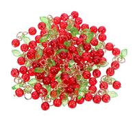 SUPVOX 50 Dijes de Cereza 3D Rojos para Hacer Joyas, Colgantes de Plástico Ligeros de 1,5 Cm para Pulseras, Collares y Accesorios DIY, Ideales para Manualidades y Decoración Creativa